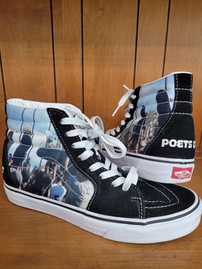 VANS Sk8 Hi MOCA Frances Stark Black White Mens Sz 7/ Womens 8.5Poets